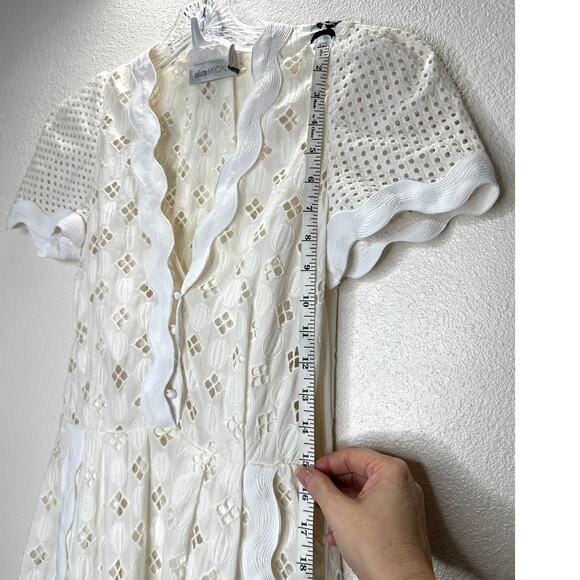 Alice McCall Daybreak White Ivory Broderie Lace Midi with Slip Dress 2 - Picture 13 of 16